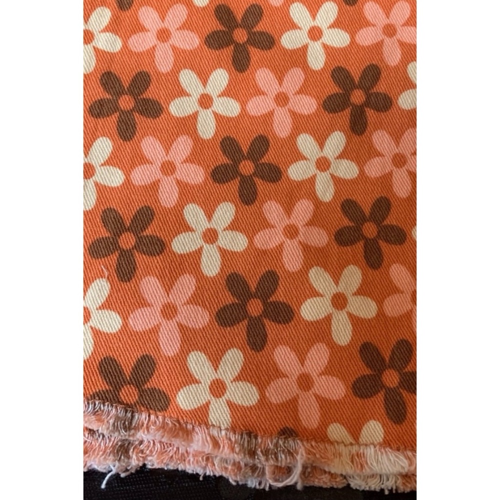 Peach Love Orange Retro Floral Flares | High Waist Denim Pants - Picture 9 of 10